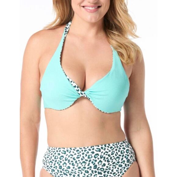 Coco Reef Summer Cheetah Verso Twist Reversible Underwire Bikini Top 36C 38C NWT - Picture 3 of 5